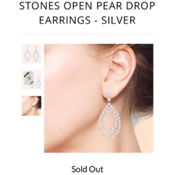 💎”Regina" 9CTW Marquise & Round Cut Stones Open Pear Drop Earrings - Silver  ❤️ - Picture 3 of 5